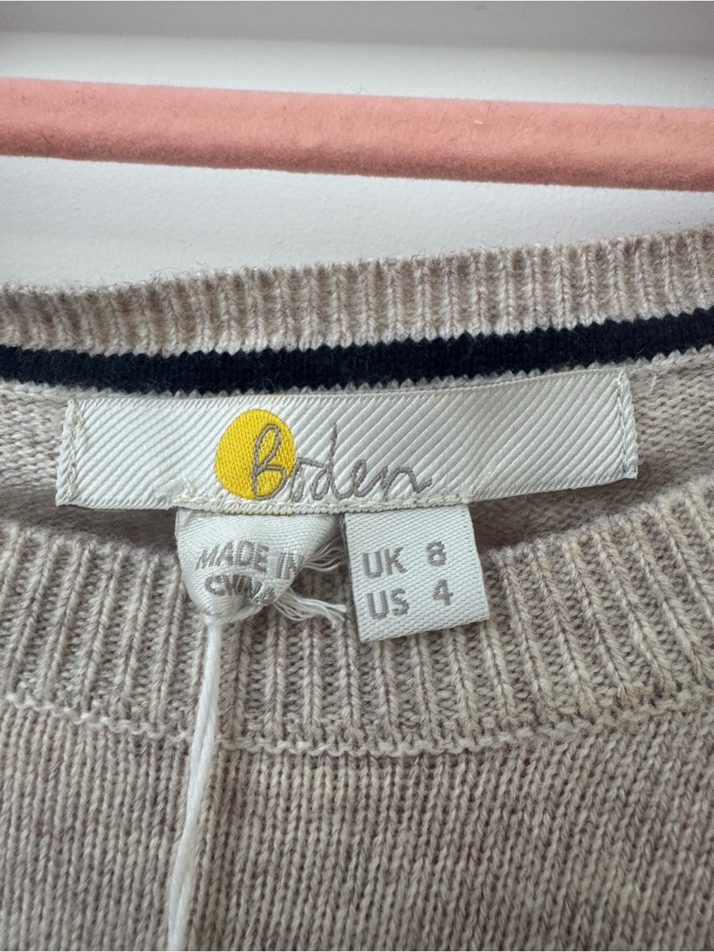 Boden Taupe Knit Long-Sleeve Belted Midi Dress - Picture 5 of 7